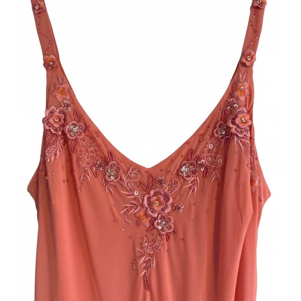 R&M Richards Coral Beaded Dress (Size 14) - Picture 2 of 3